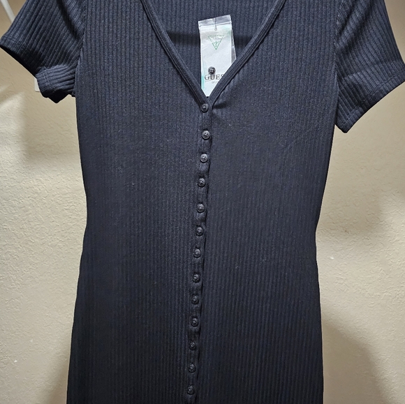 Guess Eco Raylynn Henley Ribbed Dress NWT - Black/Small - Picture 6 of 12